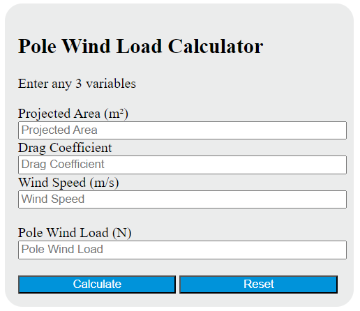 pole wind load calculator