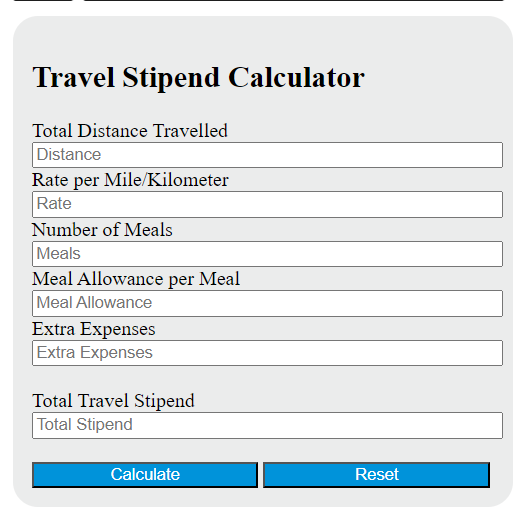 travel stipend calculator