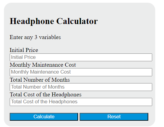 headphone calculator