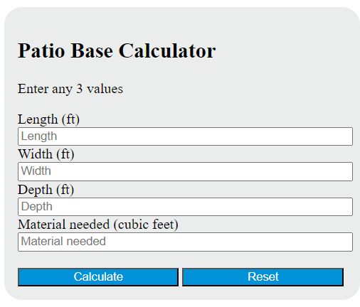 patio base calculator