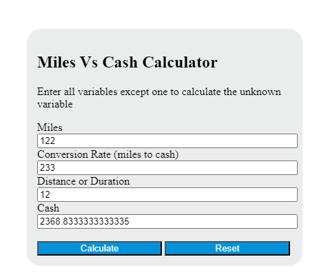 miles vs cash calculator