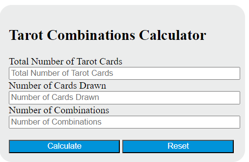 tarot combinations calculator