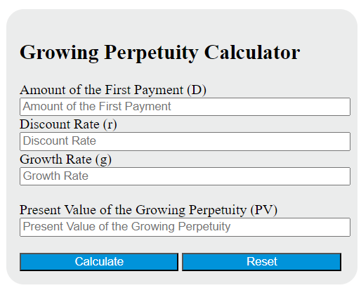 growing perpetuity calculator