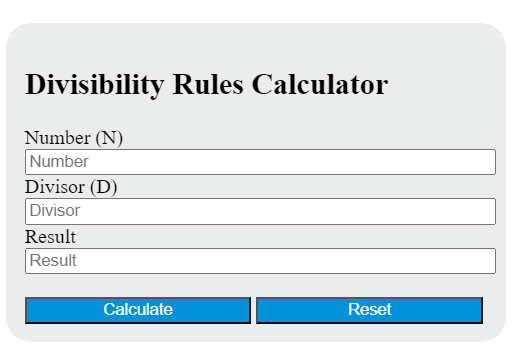divisibility rules calculator