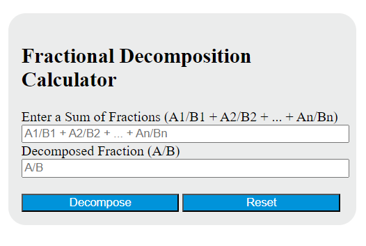fractional decomposition calculator