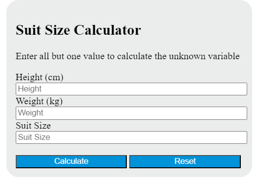 suit size calculator