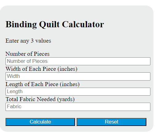 binding quilt calculator