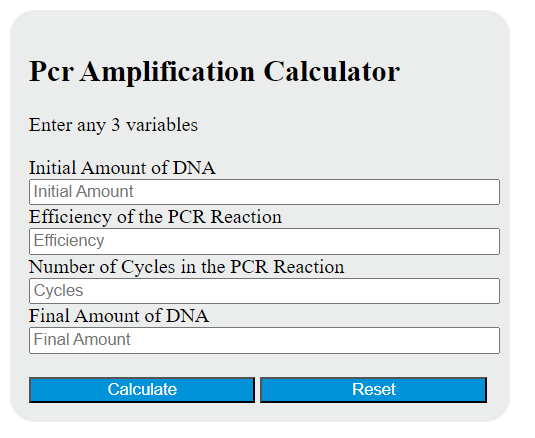 pcr amplification calculator