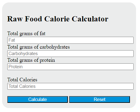 raw food calorie calculator