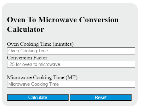 oven to microwave conversion calculator