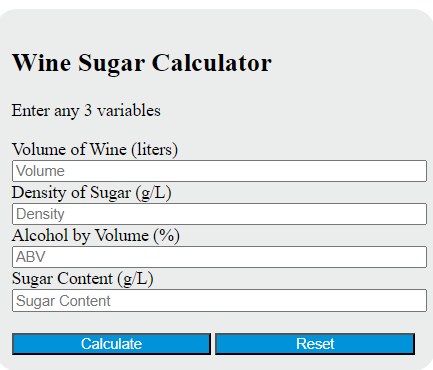 wine sugar calculator