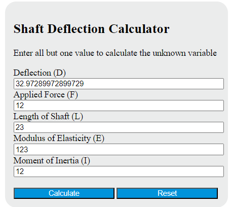 shaft deflection calculator