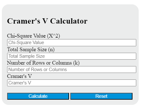 cramer's v calculator