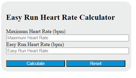 easy run heart rate calculator