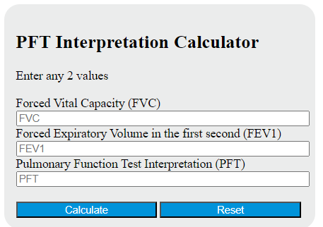 PFT interpretation calculator