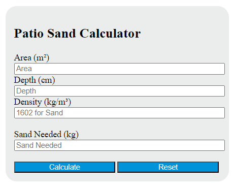 patio sand calculator