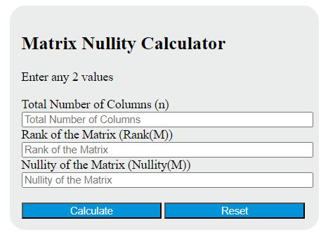 matrix nullity calculator