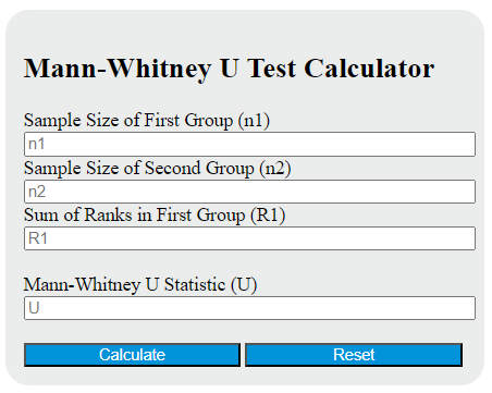 mann-whitney u test calculator