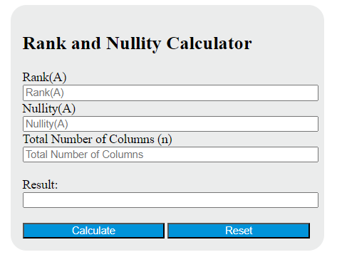 rank and nullity calculator
