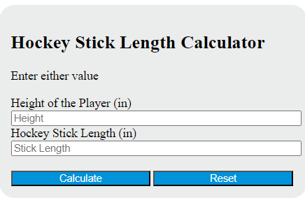 hockey stick length calculator
