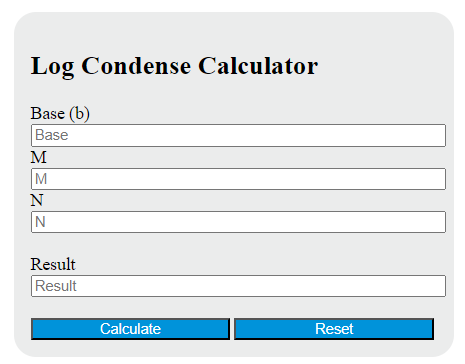 log condense calculator