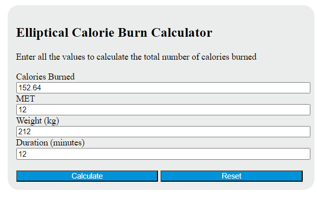 elliptical calorie burn calculator