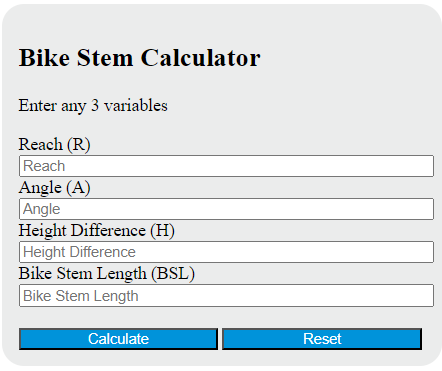 bike stem calculator