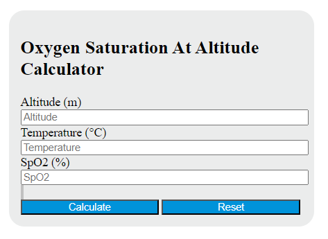 oxygen saturation at altitude calculator