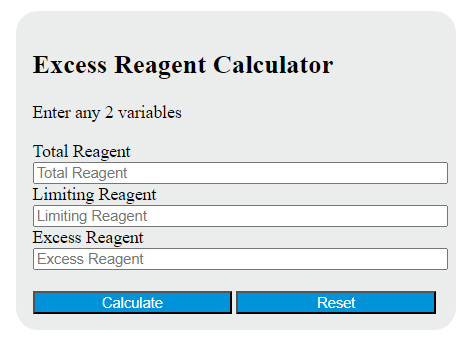excess reagent calculator
