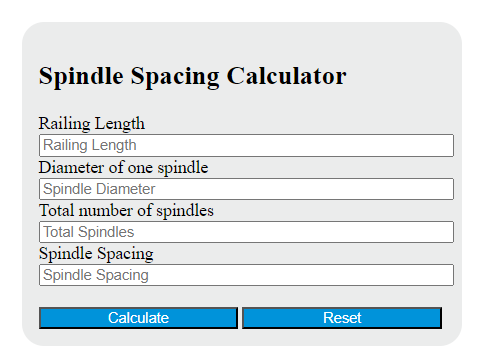 spindle spacing calculator