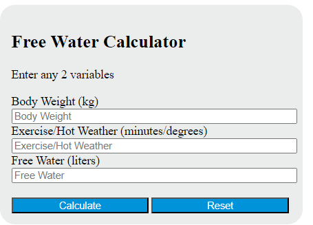 free water calculator