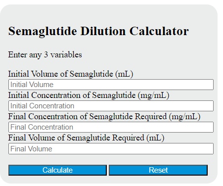 semaglutide dilution calculator