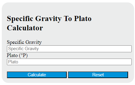 specific gravity to plato calculator