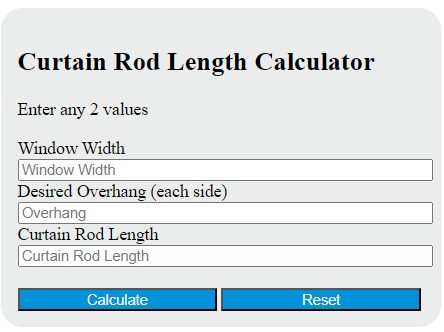 curtain rod length calculator