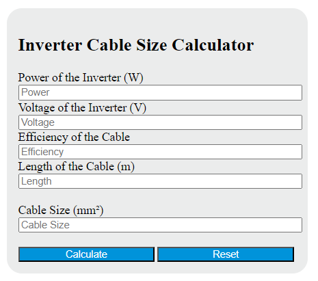 inverter cable size calculator