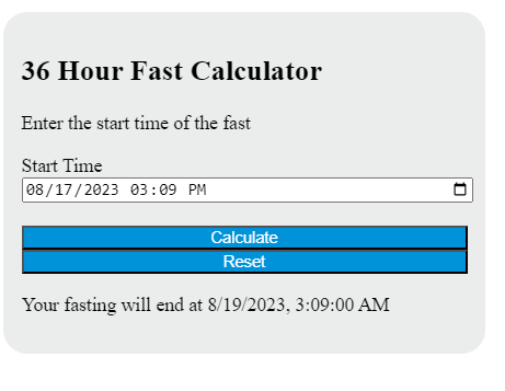 36 hour fast calculator