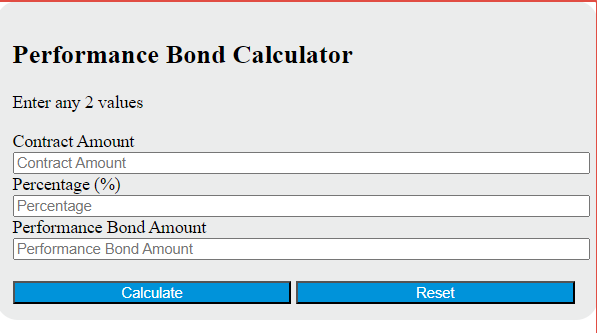 performance bond calculator