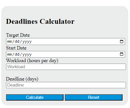 deadlines calculator