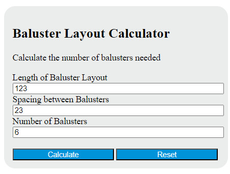 baluster layout calculator