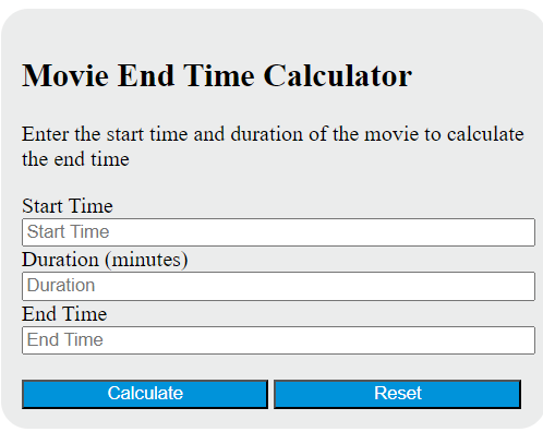 movie end time calculator