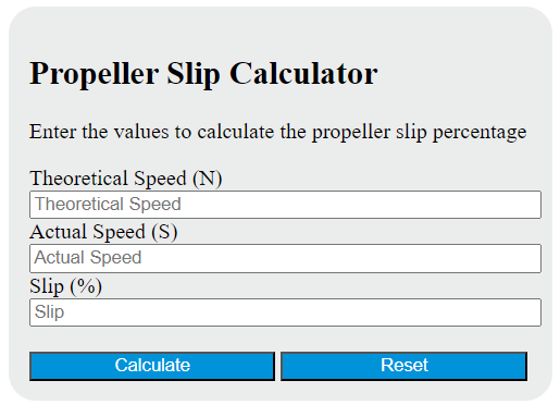 propeller slip calculator