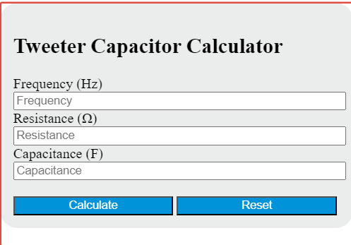 tweeter capacitor calculator