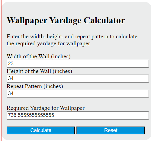 wallpaper yardage calculator