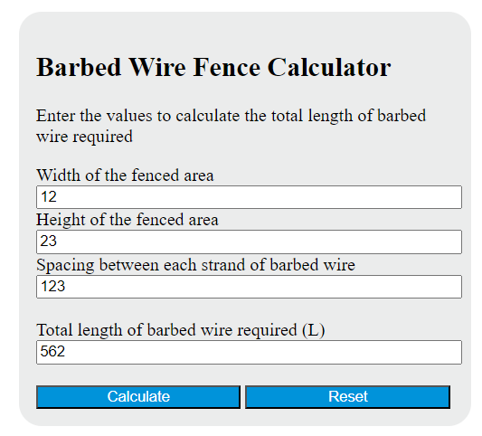 barbed wire fence calculator