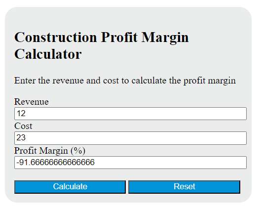 construction profit margin calculator