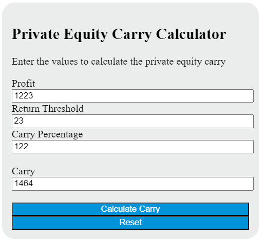 private equity carry calculator