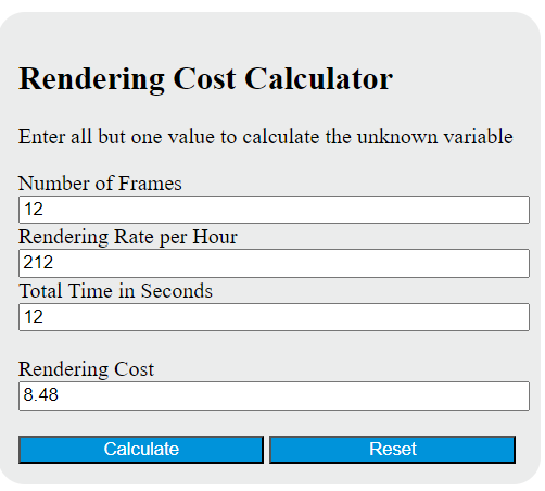 rendering cost calculator