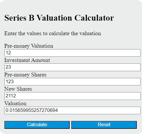 series b valuation calculator