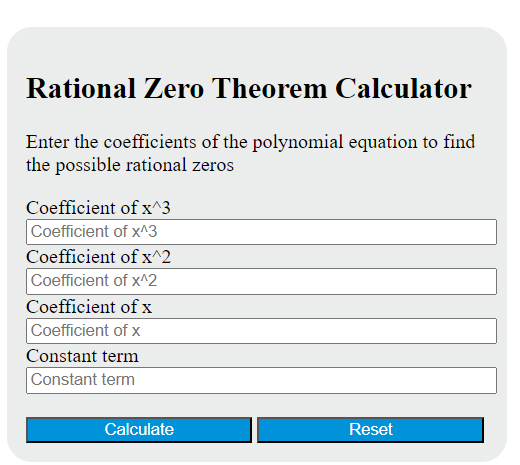 rational zero theorem calculator