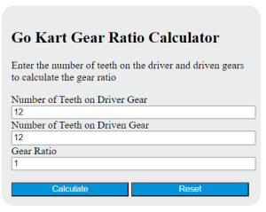 Go Kart Gear Ratio Calculator - Calculator Academy